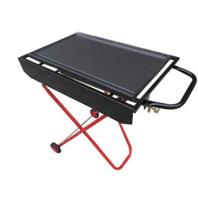 Barbecue a gas cm 60x38 pieghevole con ruote con piastra in ghisa scolagrasso