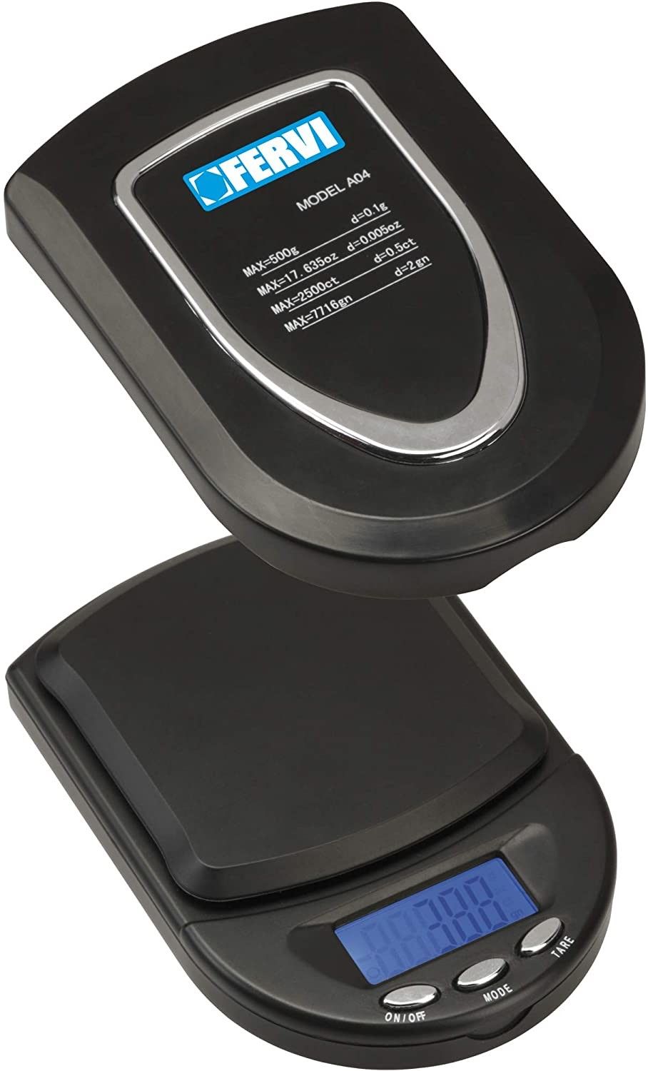 Bilancina digitale di precisione tascabile capacita' 500gr lettura 0.1 gr Fervi B021