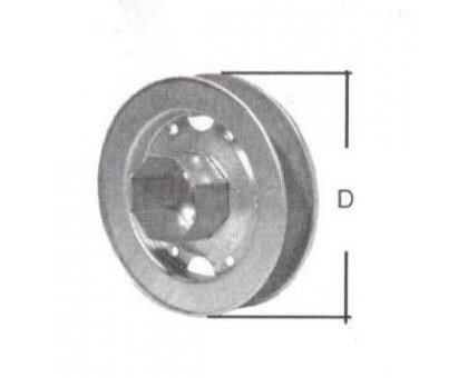 Puleggia in metallo d. 260 mm con calotta per rullo ottagonale mm 60