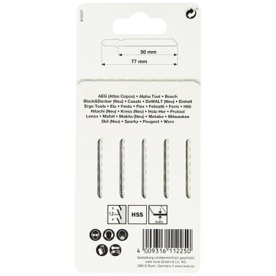 Set 5 lame per seghetto alternativo lavorazione metallo, attacco T ,HSS KWB 611225