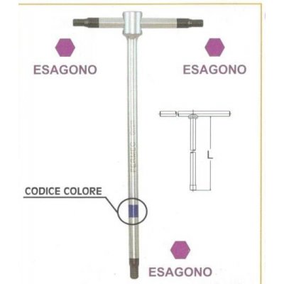 Chiavi a "T"  a 3 teste maschio esagonali  mm 2 con asta scorrevole • chrom vanadium FERMEC