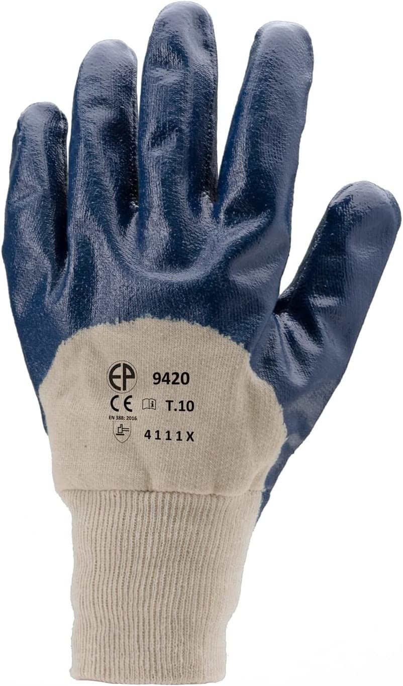 Guanti cotone dorso aerato spalmato nitrile blu NBR COVERGUARD