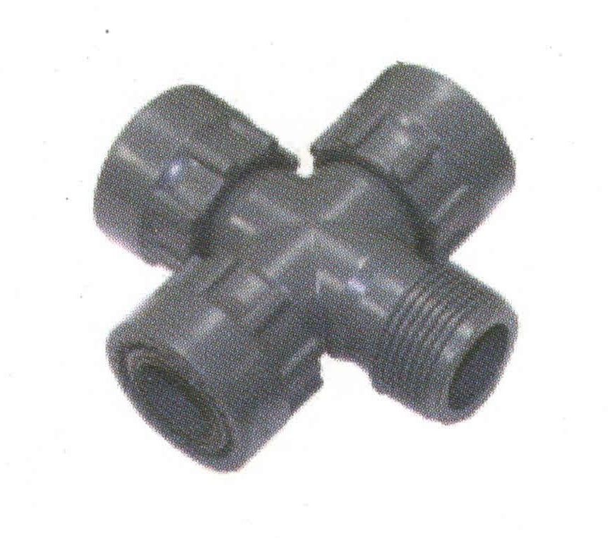 Raccordo per collettore a CROCE 1' F x 1' F x 1' F x 1' M in PVC Rain