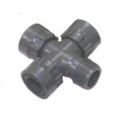 Raccordo per collettore a CROCE 1' F x 1' F x 1' F x 1' M in PVC Rain