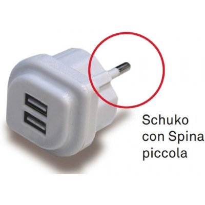 Caricatore 2 USB + spina schuko 10A Rosi