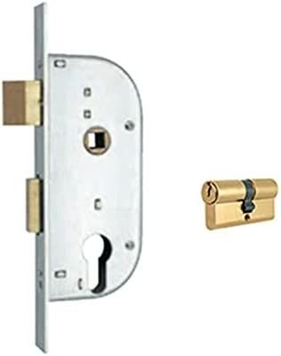 Serratura MG 148320 per cancelli cil. sagomato scrocco+catenaccio ottone