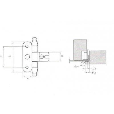 Cerniera per porte in battuta bronzata senza premontaggio