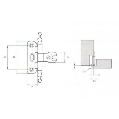 Cerniera per porte in battuta bronzata senza premontaggio