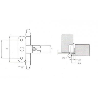 Cerniera per porte in battuta bronzata senza premontaggio