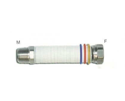 Tubo flessibile inox estensibile 1/2' MF 100 / 200 per collegamenti dalla rete gas-acqua ad apparecchiature domestiche