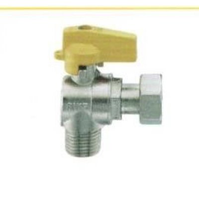 Rubinetto a sfera a squadra per gas MF girevole 1/2' con maniglia in alluminio