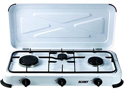 Fornello a 3 fuochi con coperchio funzionamento con gas GPL Blinky