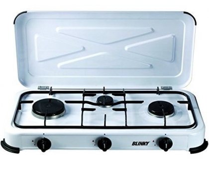 Fornello a 3 fuochi con coperchio funzionamento con gas GPL Blinky