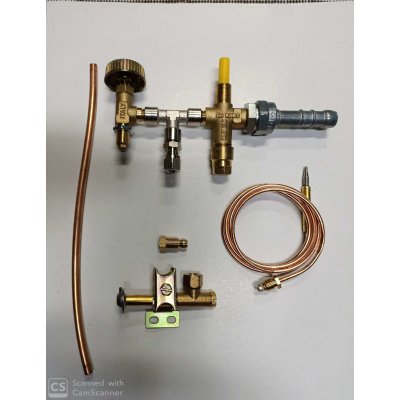 Rubinetto con valvola di sicurezza con termocoppia cm 25 e fiamma pilota per fornelloni METANO