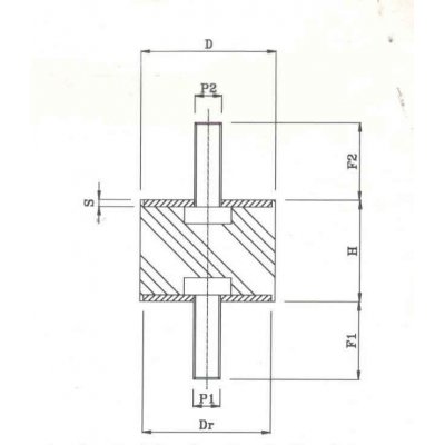 Antivibrante cilindrico a doppio filetto Ma 6 corpo mm 20 x 10