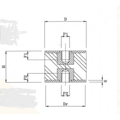 Antivibrante cilindrico a doppio filetto FF Ma 8 corpo mm 40 x 30