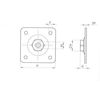 Piastra da avvitare Ma 16 per cardine regolabile