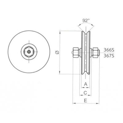 Ruota gola tonda d. mm 120 a 2 cuscinetti con ingrassatore per cancelli scorrevoli