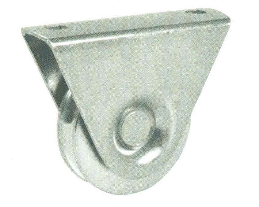 Ruota gola tonda d. mm  50 con supporto esterno a 1 cuscinetto per cancelli scorrevoli