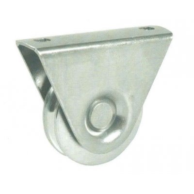 Ruota gola tonda d. mm 50 con supporto esterno a 1 cuscinetto per cancelli scorrevoli