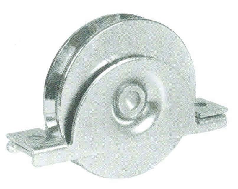 Ruota gola tonda d. mm 120 con supporto interno a 1 cuscinetto gola mm 16 per cancelli scorrevoli
