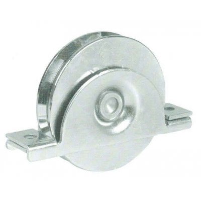 Ruota gola tonda d. mm 120 con supporto interno a 1 cuscinetto gola mm 16 per cancelli scorrevoli