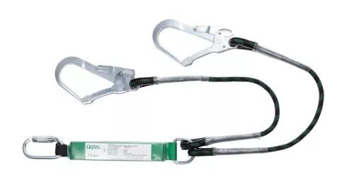 Cordino di trattenuta doppio con assorbitore da mt 1,3 per impalcature FAGUS