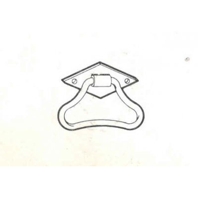 Maniglia sagomata con piastrina a rombo in ferro brunito