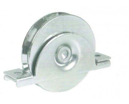 Ruota gola V d. mm 80 con supporto interno a 1 cuscinetto per cancelli scorrevoli