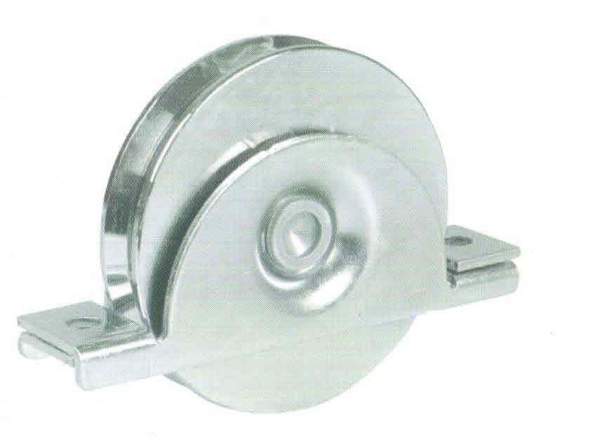 Ruota gola V d. mm 120 con supporto interno a 1 cuscinetto per cancelli scorrevoli