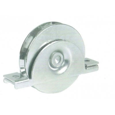 Ruota gola V d. mm 120 con supporto interno a 1 cuscinetto per cancelli scorrevoli