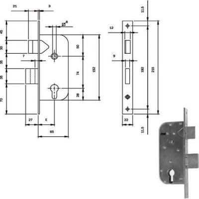 Serratura per cancello ISEO 630350 scrocco + mandata ambidestra