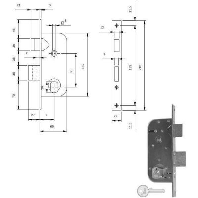 Serratura per cancello ISEO 620350 scrocco + mandata ambidestra