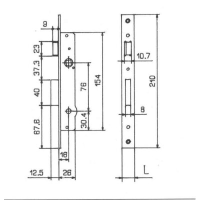 Serratura infilare FIAM 901K con scrocco entrata 16 mm per infissi alluminio