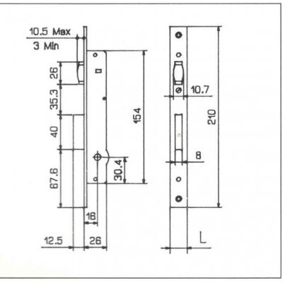 Serratura infilare FIAM 902K a rullo entrata 16 mm per infissi alluminio