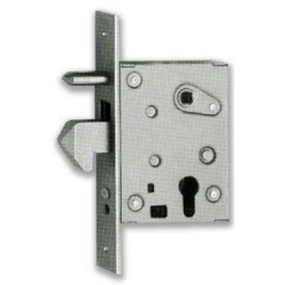 Serratura per cancelli scorrevoli ISEO 77QL entrata mm 60 con gancio sporgente