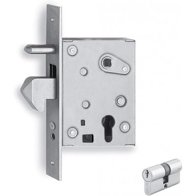 Serratura per cancelli scorrevoli ISEO 77QL in acciaio INOX entrata mm 60 con gancio sporgente