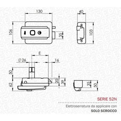 Elettroserratura per cancelli battente ISEO 52N515 mm 50-80 ambidestra