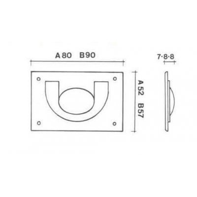 Maniglia incasso rettangolare mod. MARINA art 524/B in ottone
