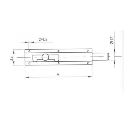 Catenaccio verticale mm 250 in acciaio tropicalizzato con mandata tonda Ibfm art 64/V
