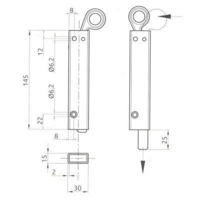 Paletto - Catenaccio automatico per cancello a 2 ante