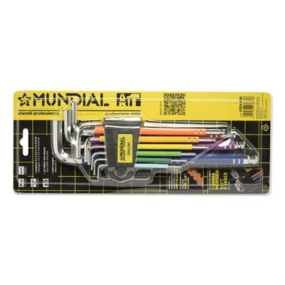 Serie 9 Chiavi esagonali extra lunghe colorate estremita' sferica Mundial 0353