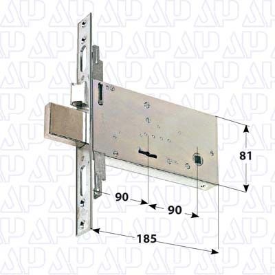 Serratura infilare doppia mappa con scrocco+catenaccio NUOVA FEB 6893 aste non comprese