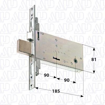 Serratura infilare doppia mappa con scrocco+catenaccio NUOVA FEB 6893 aste non comprese