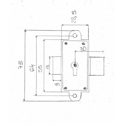 Serratura ad aste rotanti FASEM 550 con CATENACCIO LUNGO mm 30 destra scatola in zama ottonata