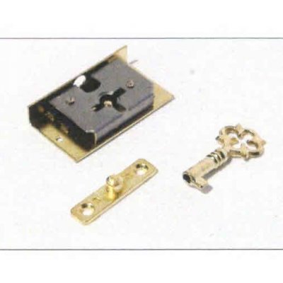 Serratura per cofanetto FASEM 0/20 dorso ottone con chiave ottonata