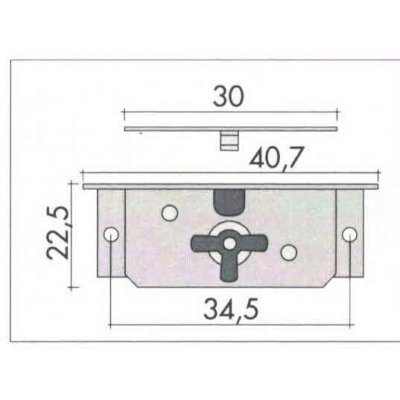 Serratura per cofanetto FASEM 0/20 dorso ottone con chiave ottonata
