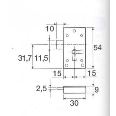 Serratura ad incasso CAS 48 entrata mm 15 Destra dorso ferro bronzato