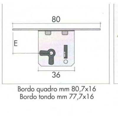 Serratura da infilare FASEM 14 Destra entrata mm 20 scatola in ferro grezzo bordo quadro ottone