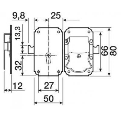 Serratura per mobili in stile da applicare art 5013/25 BRUNITA foro chiave tipo piccolo